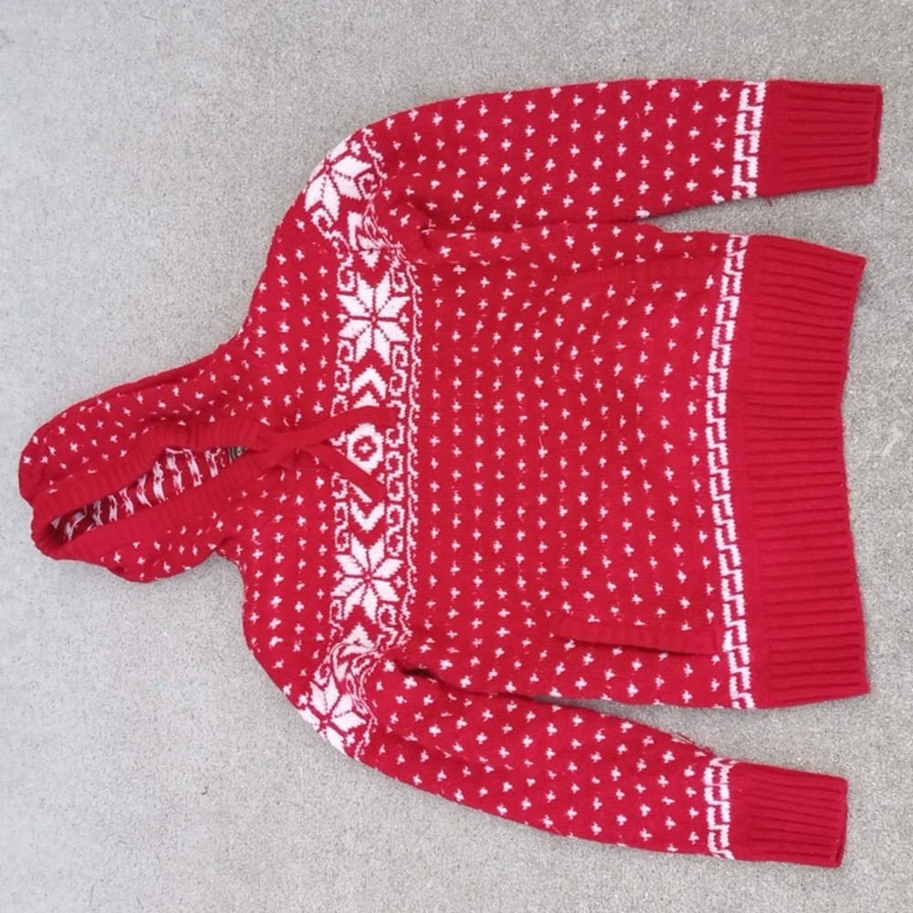 Vintage Style Farisle Christmas Hooded Sweater Women small